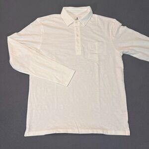 Johnnie-O Hanging Out Polo Shirt Long Sleeve White Coastal Medium LAST 1 NWOT |